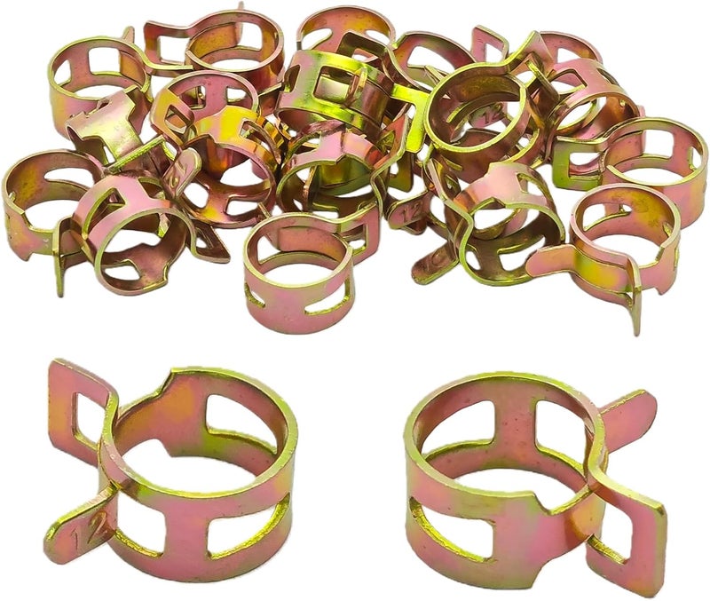 AUXBC 20Pcs 1/2inch Spring Band Type Fuel Hose Clamps, 12mm Silicone Vacuum Hose Pipe Clamp Fasteners, Water Pipe Air Tube Clamps, Fit 11.9-13.1mm OD Hose - Image 1